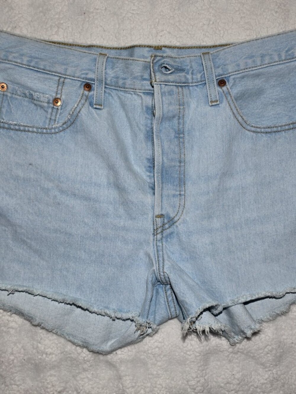 Vintage Levi's Button Fly Denim Shorts Womens Cut Off Raw Hem Size 10